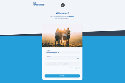 Eingabemaske einer Website: So sieht die Startseite des Patientenportals MUKOme aus. 