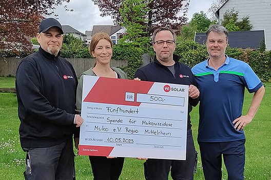 WI Solar GmbH spendet 500 Euro an Regionalgruppe Mittelrhein des Mukoviszidose e.V. WI Solar GmbH spendet 500 Euro an Regionalgruppe Mittelrhein des Mukoviszidose e.V.