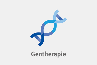 Icon Gentherapie Schematische Darstellung eines DNA-Strangs, darunter das Wort "Gentherapie"
