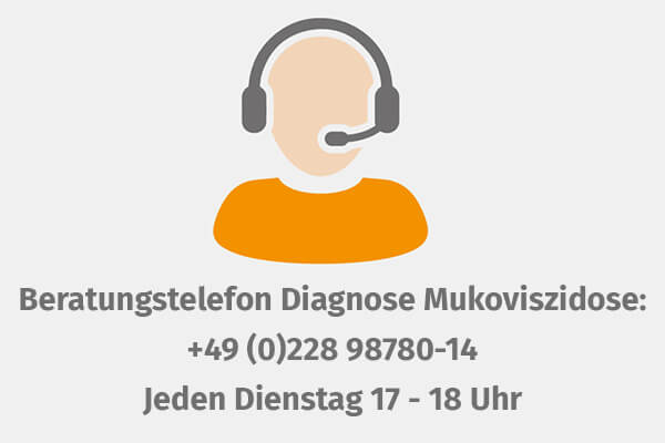 Icon: Beratungstelefon Diagnose Mukoviszidose: Dienstags von 17-18 Uhr stehen unsere Beraterinnen allen Menschen mit Fragen zur Diagnose Mukoviszidose zur Verfügung. 